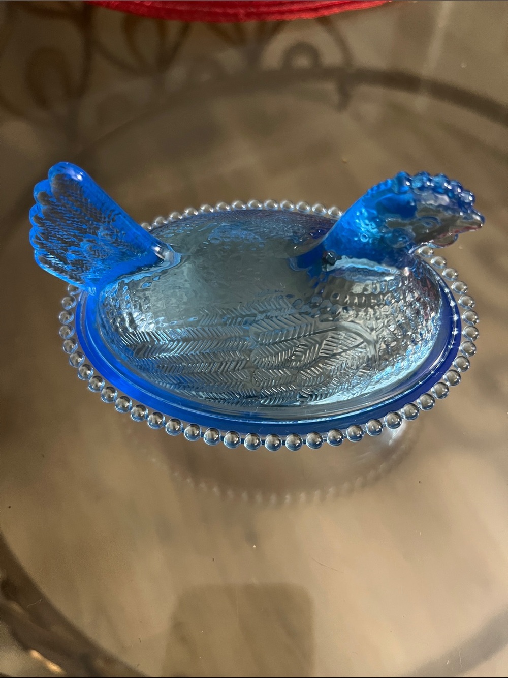 Blue plastic Hen-on-Nest Decorative Dish by